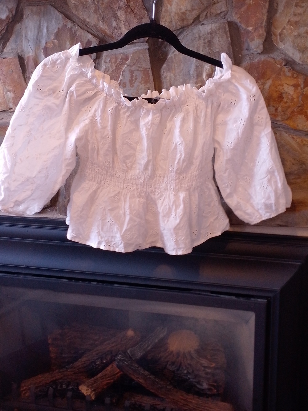 Zara White 🤍 Off The Shoulder Cottagecore Crop Top Boho Prairie Babe - Picture 6 of 6